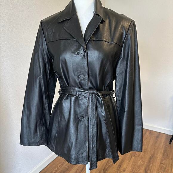Outbrook Womans Black Leather Jacket Size Medium - Picture 1 of 7